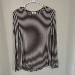 Old Navy Black and Grey long sleeved Striped Top